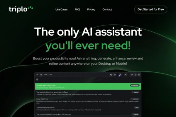 capture d'écran de l'interface de triplo, assistant ia.