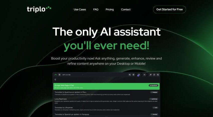 capture d'écran de l'interface de triplo, assistant ia.