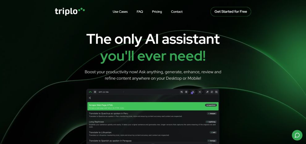 capture d'écran de l'interface de triplo, assistant ia.