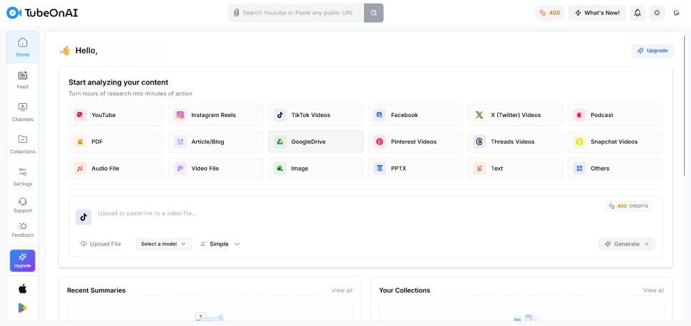 capture d'écran de tubeonai, outil d'analyse de contenu