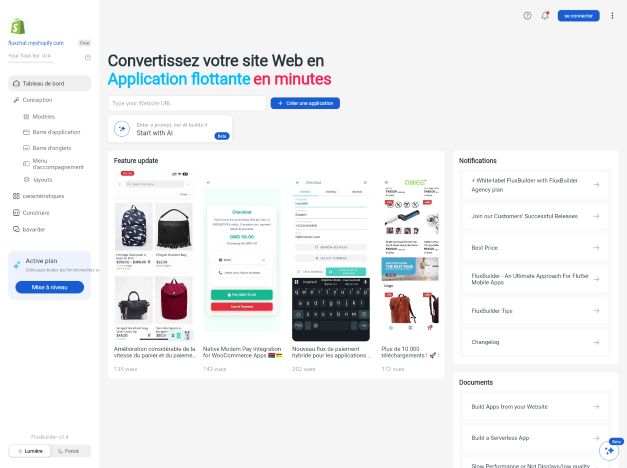capture d'écran de l'outil de conversion de site web en application mobile