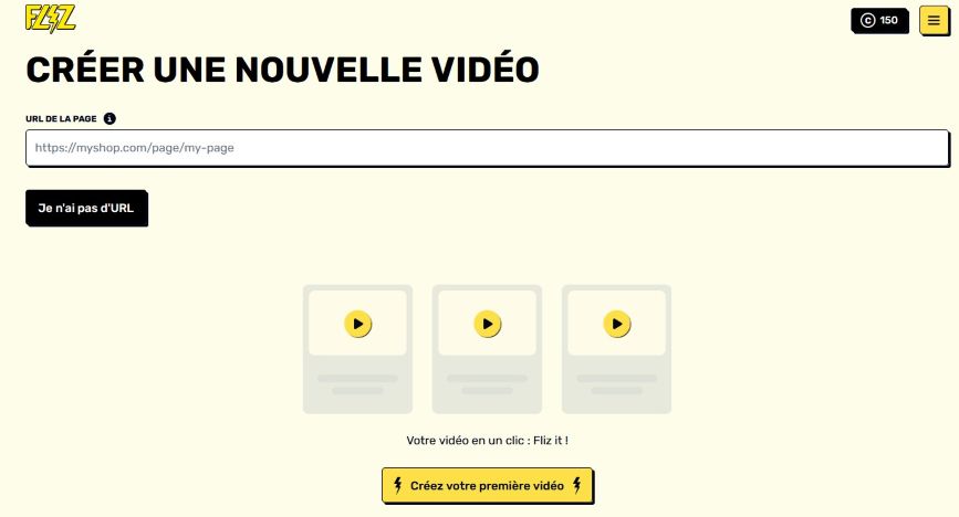 capture d'écran de la page de création de vidéo