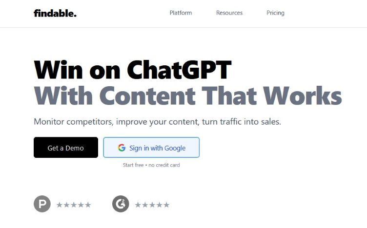 Page d'accueil de Findable