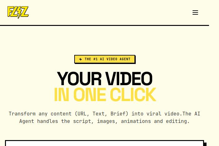 Page d'accueil de FL3Z, outil d'intelligence artificielle pour créer des vidéos.