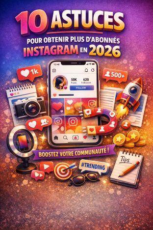 Un téléphone avec l'écran d'Instagram entouré d'objets symbolisant la croissance et la communauté sur le réseau social