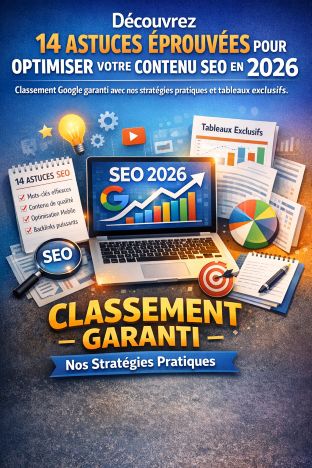 Un ordinateur portable avec des graphiques de SEO 2026