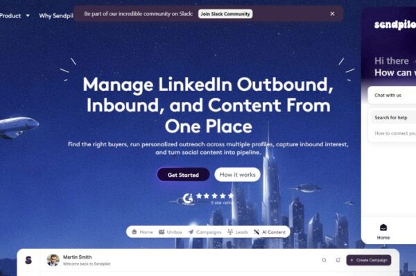 capture écran sendpilot page d'accueil. gestion de linkedin