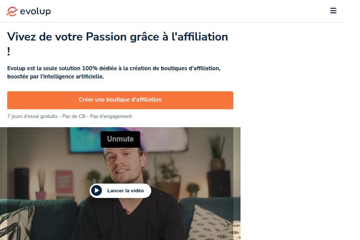 lancez votre site d'affiliation avec evolup