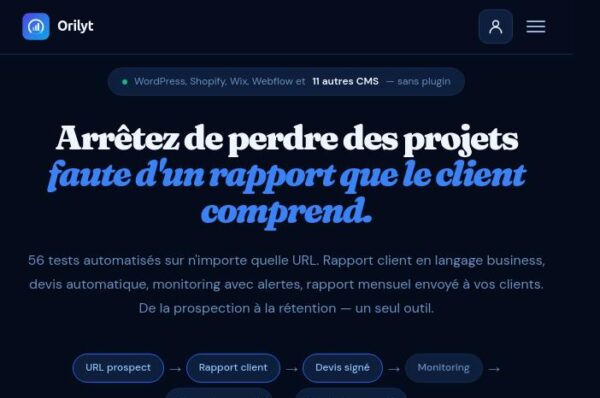 capture d'écran de l'outil orilyt pour rapports automatisés