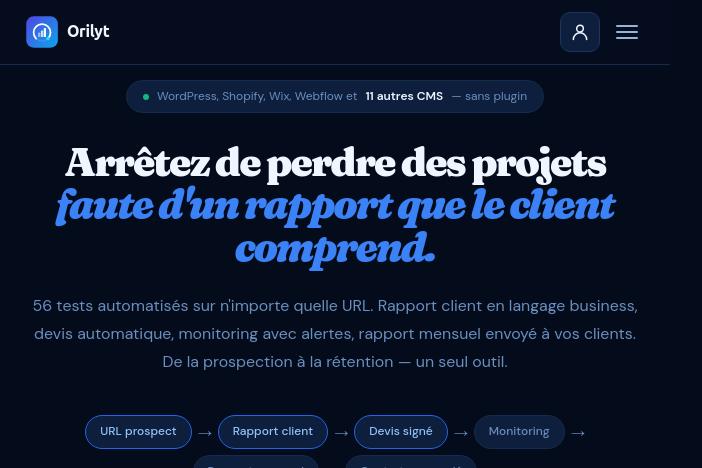 Capture d'écran de l'outil Orilyt pour rapports automatisés